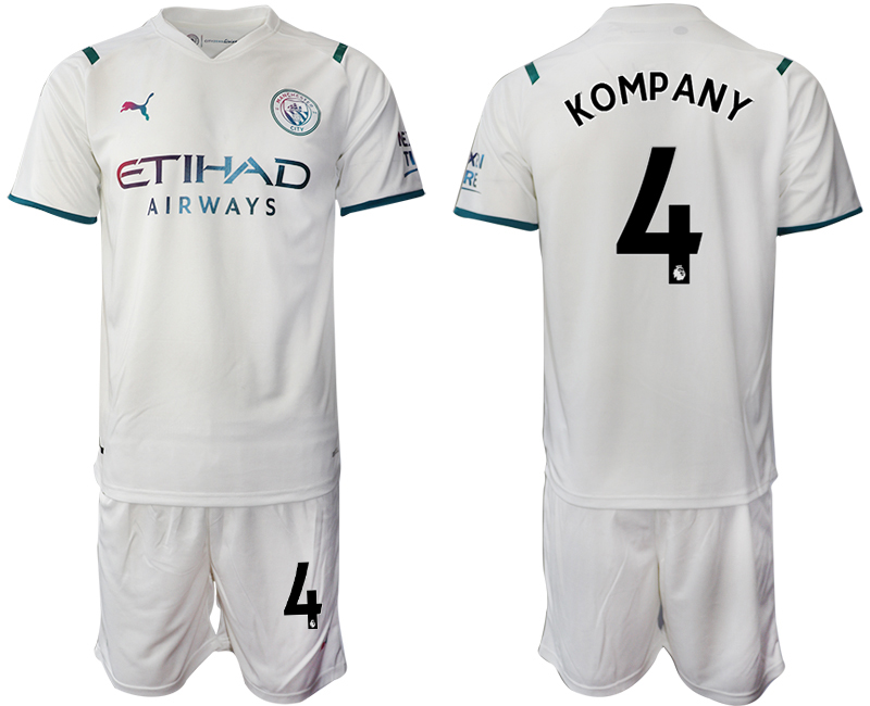 Men 2021-2022 Club Manchester City away White #4 Soccer Jersey->manchester city jersey->Soccer Club Jersey